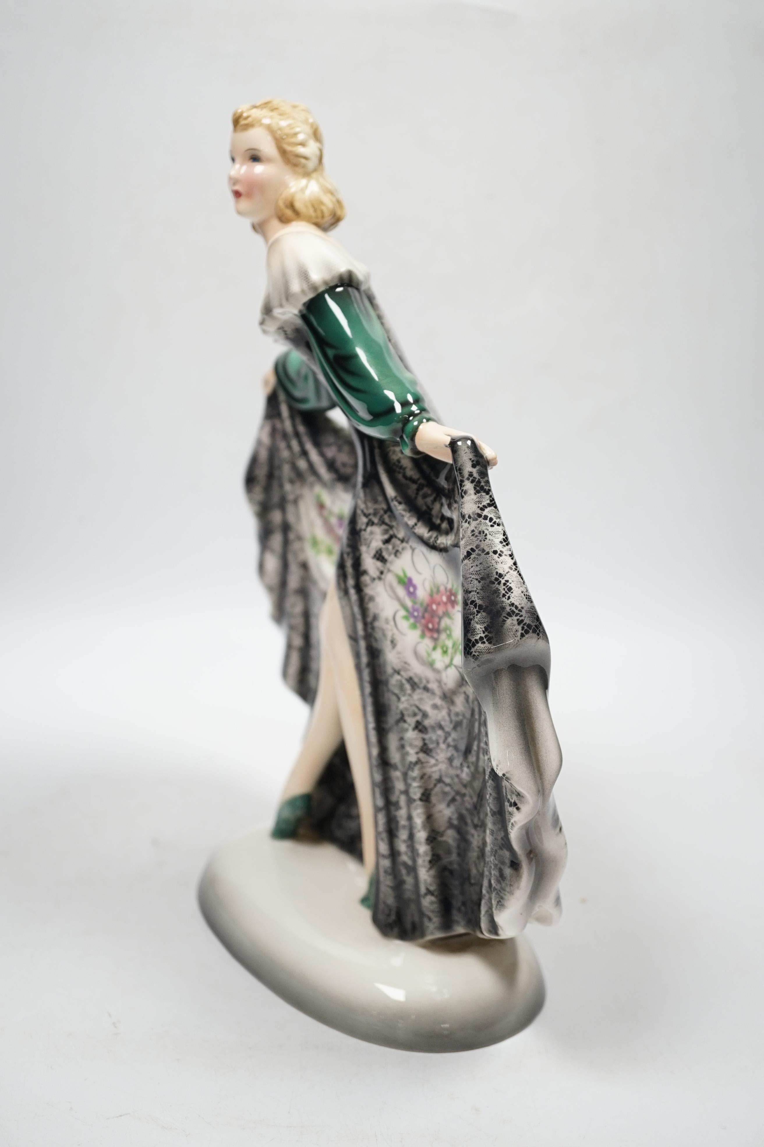 A 1930’s Goldscheider pottery figurine of Jolanthe, incised 8440 to the base, 32cm high